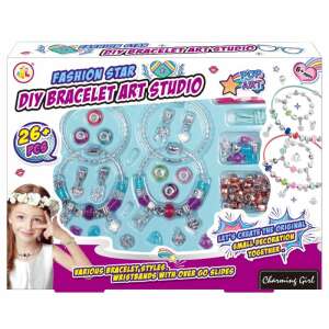 Fashion Star Zestaw do tworzenia bransoletek DIY, zestaw do tworzenia bransoletek dla dzieci z ponad 26 elementami, w tym zawieszkami, koralikami i sznurkiem - Magic Toys
