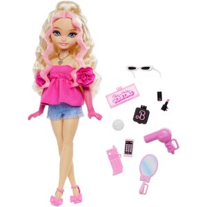 Teljes nézet a Barbie Dream Besties Malibu babáról kiegészítőkkel, fehér háttérrel - Mattel