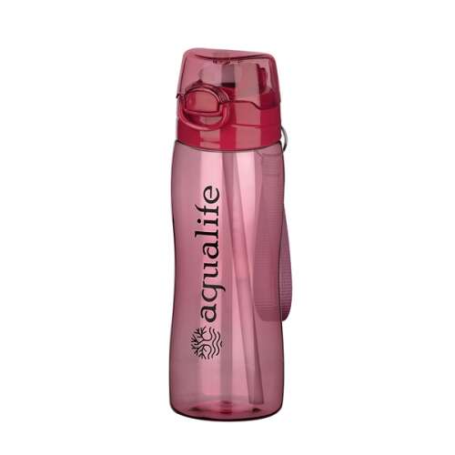 Aquavalife Tritan kulacs szalmával, 750ml, rózsaszín