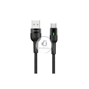 Borofone BU17 Triumph USB Type-C töltési kábel, 3A, 1m, fekete, LED jelzővel - Borofone