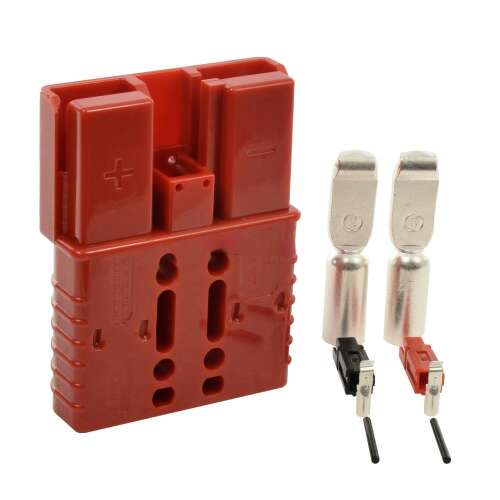 Piros 175A akkumulátor dugó, régi típus, két kivezetéssel