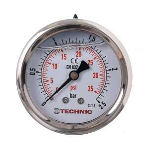 TC Technic 63mm pressure gauge, 0-6 bar, 1/4 inch back connection, steel housing - Pressure gauge