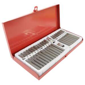 LT-A1127-1 41 piece bit set with Torx, Spline, Hex bits and ratcheting reducer in red metal case - Bit head