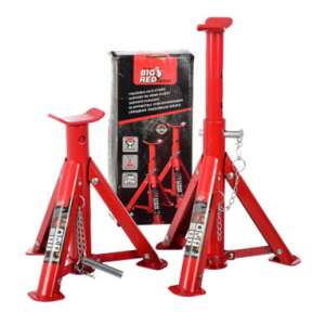 Big Red 3 ton car jack stands, set of 2, red, heavy duty, foldable - Lift