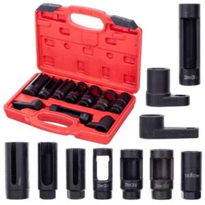Lambda sensor socket set, 10 piece set, for removing and installing lambda sensors without cutting wires, for most car brands, including VW, Mercedes, BMW, PSA, OPEL, FIAT, and GM - Tool Set