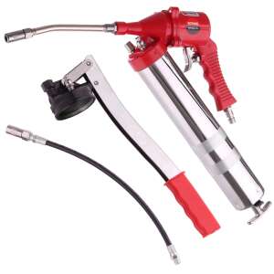 Rotake RT-4106-5 pneumatic grease gun, manual and pneumatic operation, with accessories - Pneumatic Tool