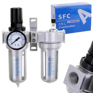 Technic AFRL80 Luftvorbereitungseinheit mit 40 Mikron Filter, Regler und Öler für Pneumatik 1/2 Zoll - Technic