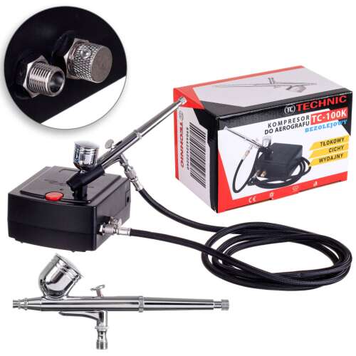 Csendes mini airbrush kompresszor festékszóróval Technic TC-100K 107308414 - TC Technic