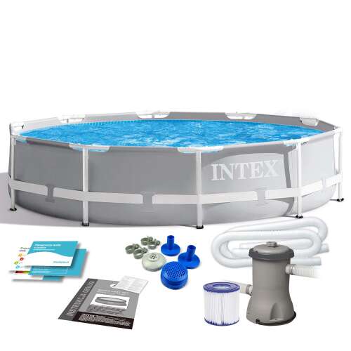Bazén s kovovým rámom Intex Prism Frame Premium 305x76 cm s vodným rotačným zariadením (26702NP) #grey
