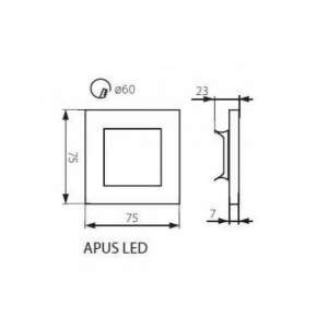 LED lámpatest , oldalfali , lépcsővilágító , irányfény , 0.8W , négyzet , meleg fehér , fehér , APUS