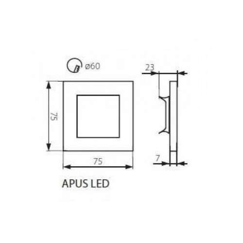 LED lámpatest , oldalfali , lépcsővilágító , irányfény , 0.8W , négyzet , meleg fehér , fehér , APUS