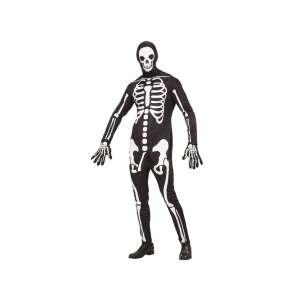 Férfi csontváz jelmez, fekete és fehér, teljes test, tartalmaz overált, kesztyűt és maszkot - Widmann
