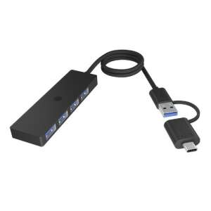 ICY BOX IB-HUB1424-C3 Hub USB 3.2 Gen 1 (3.1 Gen 1) Typu A + Typu C 5000 Mbit/s, czarny - Koncentrator USB