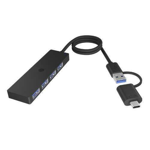 ICY BOX IB-HUB1424-C3 Hub USB 3.2 Gen 1 (3.1 Gen 1) Typu A + Typu C 5000 Mbit/s, czarny