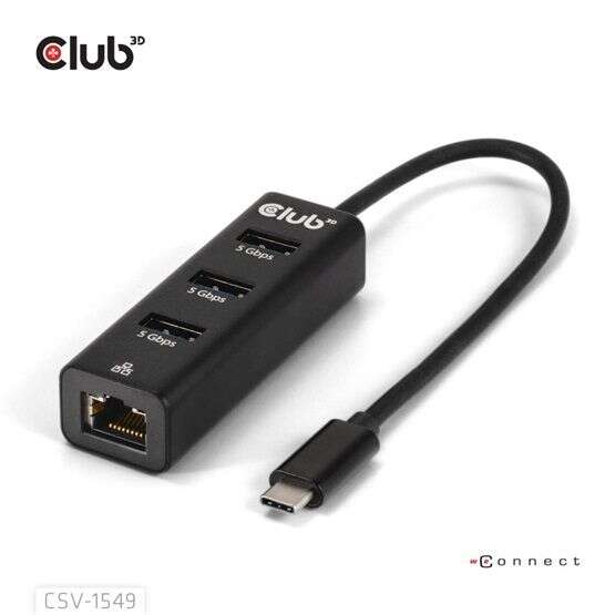 CLUB3D CSV-1549 Złącze sieciowe USB typu C 5000 Mb/s Czarny