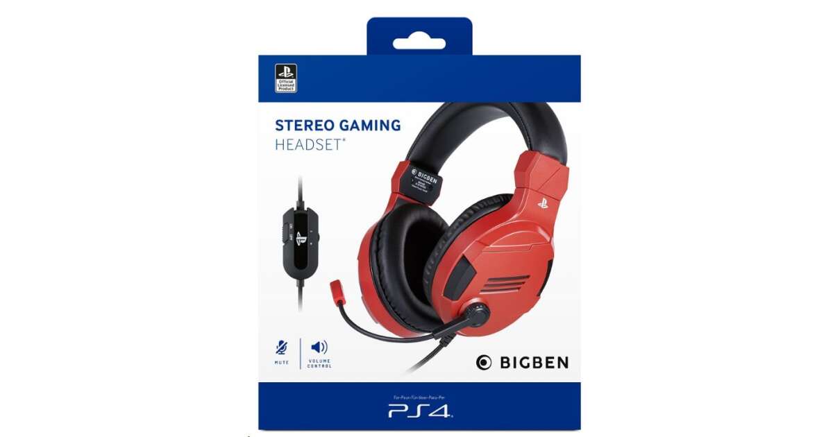 Bigben Interactive PS4OFHEADSETV3RED Stereo V3 PS4 3.5 mm Jack 2.2 m red black gamer headset