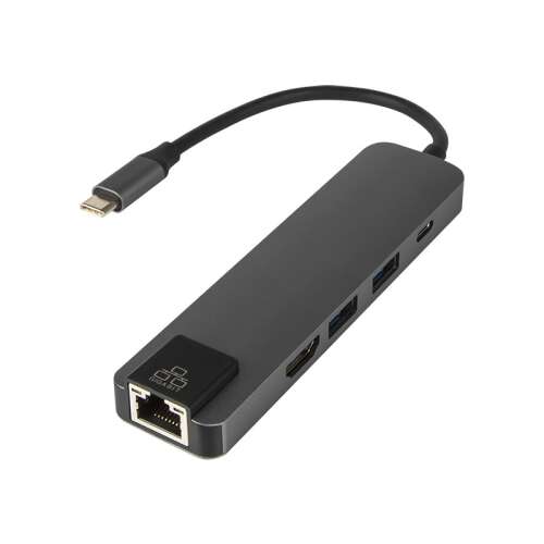 USB-C Hub RJ45, HDMI, USB-C és USB 3.0 portokkal, MacBook, Chromebook és egyéb laptopokhoz