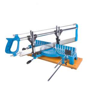 Gérvágó fűrész 550mm-es pengével, kék és ezüst színben, pontos vágásokhoz - Gérvágó