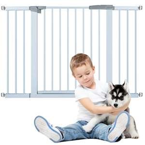 q64e Biztonsági kapu lépcsőhöz és ajtókhoz, 76-125cm, fehér, fém, állítható, könnyű telepítés - Biztonság a Babaszobában