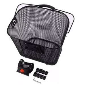 Fekete fém kerékpár kosár gyors rögzítéssel, 22,2-31,8 mm átmérőjű kormányokhoz - Kerékpár kiegészítő