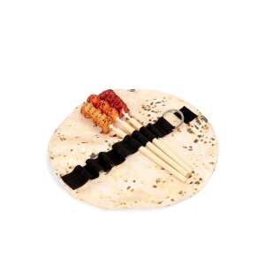 Dollcini Pfannkuchen Stiftehalter, aufrollbare Leinwand Stiftetui, Pfannkuchen mit 3 niedlichen Spießstiften, 440210, weiß - Federmappen