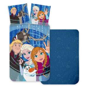 Disney Frozen Bettwäsche-Set für Kinder, mit Anna, Elsa, Kristoff, Olaf und Sven, blaues und weißes Design mit Schneeflocken, 140x200 cm Bettbezug und 70x90 cm Kissenbezug - Bettwäsche - Jugend und Erwachsene