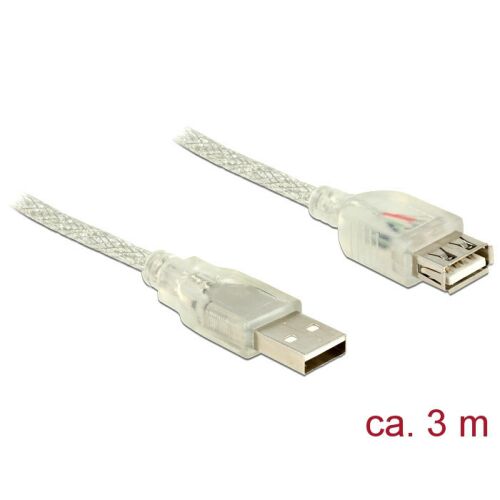 Delock 83884 3m USB 2.0 A-típusú apa - A-típusú anya Hosszabbító Kábel - USB kábel