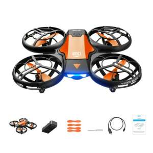 Dronă 4DRC V8 Vinci Mini, portocaliu, cu accesorii, cameră 1080p, GPS, transmisie live, dronă pentru începători - Drone