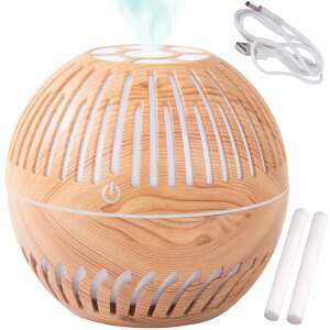Holz-Aromadiffusor mit LED-Licht, Luftbefeuchter, ätherisches Öl Diffusor, Nachtlicht, USB-betrieben - Diffusor