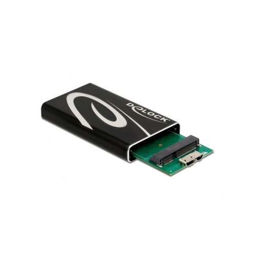 Delock 42006 SuperSpeed USB 3.2 Micro-B mSATA SSD külső ház, nyitott nézet a belső alkatrészekkel