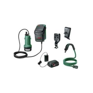 Set pompă de grădină fără fir Bosch GardenPump 18V-2000, include pompă, baterie, încărcător, furtun și suport de perete - Pompe de grădină