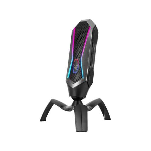 Yenkee ALIEN USB PC mikrofon RGB világítással, fekete, ferde nézet - Audio