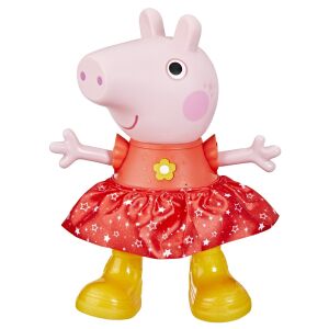 Peppa Malac Zenélő és Táncoló Party Peppa baba, interaktív játék piros ruhával és sárga csizmával - Hasbro