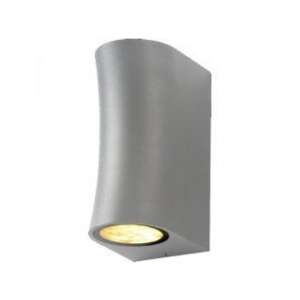Corp de iluminat cu LED , 2 x GU10 , lateral , rotund , 2 căi , argintiu , curbat , exterior , IP44 107413440 - Lămpi de perete pentru exterior