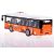 Angled view of Jiansheng Toys orange city sightseeing bus