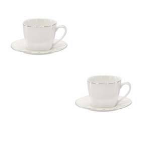 White 6-piece coffee cup set with gold rim, 250 ml, A modell - Coffee & Tea Set