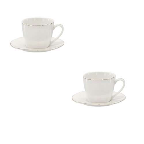 White 6-piece coffee cup set with gold rim, 250 ml, A modell