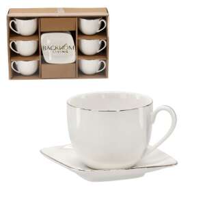 Backroom Living 6-piece white coffee cup set with gold rim, 250 ml, B model - Coffee & Tea Set