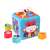 Gibi-Inn Activity Cube for babies, featuring a clock, a maze, a piano, a shape sorter, a steering wheel, and a door