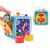 Interactive cube toy with shape sorter and clock face