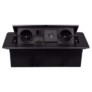 ATOMKIT Bútorba épített csatlakozó 2 Schuko aljzattal, USB-A+C és HDMI porttal - Lámpa & Világítás