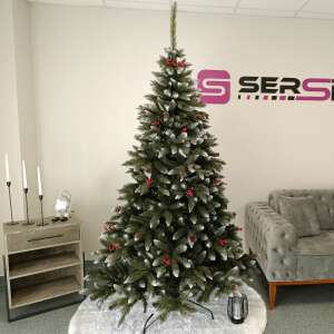 Sersimo Christmas Deluxe Mountain Ash Brad de Crăciun artificial 220cm cu fructe roșii și efect de zăpadă - Brazi artificiali & brazi de Crăciun și Suporturi pentru bradul de Crăciun