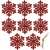 8-dielna sada červených trblietavých snehových vločiek vianočných ozdôb