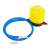 Yellow hand pump for balance ball with blue hose