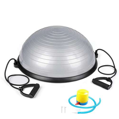 Minge fitness pentru echilibru, cu extensoare si pompa inclusa, 200kg, 57x25cm, gri