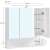 VASAGLE bathroom cabinet with mirror, white, 3 doors, LED light, open shelf, storage, dimensions
