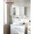 VASAGLE bathroom cabinet with mirror, white, 3 doors, LED light, open shelf, storage, in bathroom setting