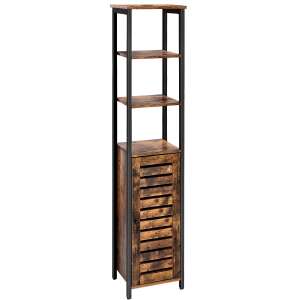 VASAGLE Tower Style Storage Cabinet, 5 Shelves, Door Compartment, 37x30x167cm, Rustic Brown 107421874 - Bathroom Furniture