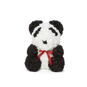 Fekete-fehér rózsa panda medve, 25 cm, Rózsapanda - Ajándék ötlet Valentin-napra