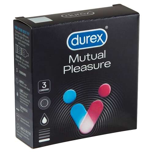 Durex Mutual Pleasure óvszerek, 3 db-os csomag, bordázott és pontozott a fokozott élvezetért